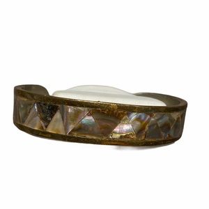 Mexico Alpaca Silver With Abalone Inlay Cuff Bracelet